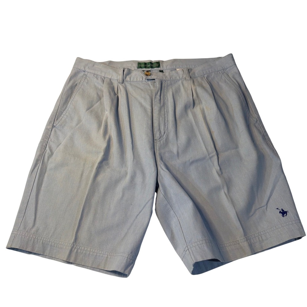 VTG Knights of Round Table Shorts Light Blue Pleated Cotton Casual Mens Size 40